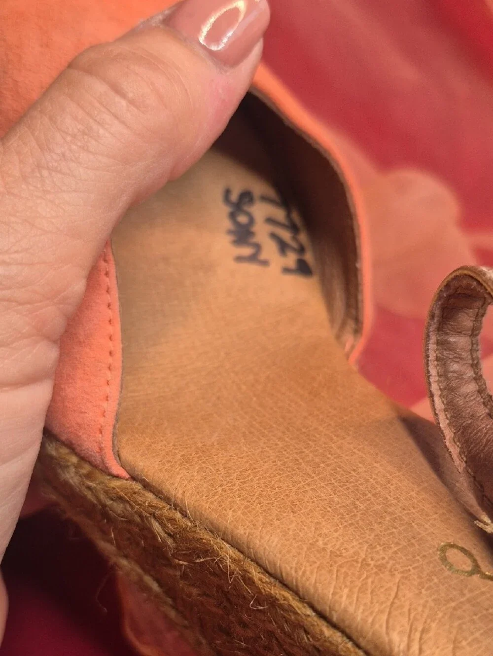 Womens Gaimo For Office London Coral Suede Peep-Toe Espadrilles Like NEW Size 37